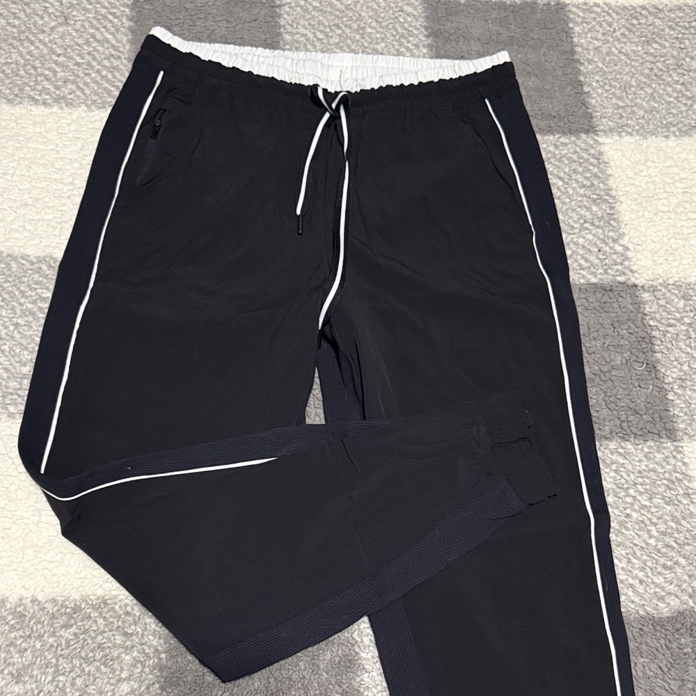 Athleta Black Joggers with White Trim